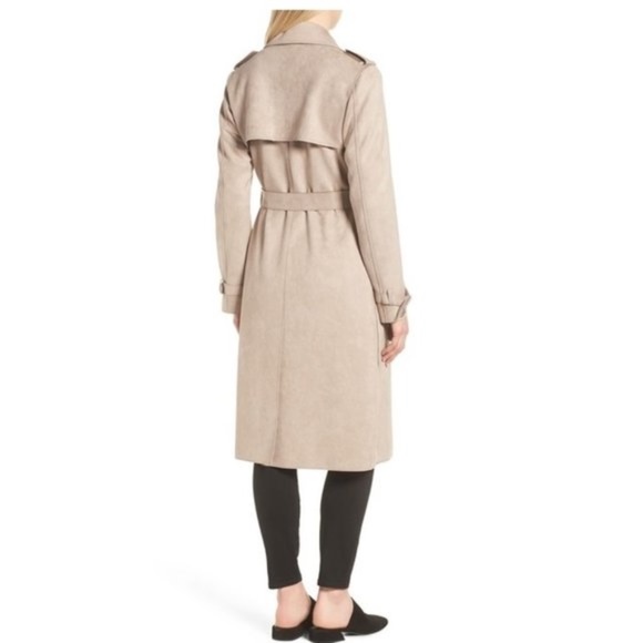 T Tahari Mel Faux Suede Trench Coat - Picture 4 of 13